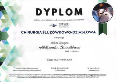 certyfikat dr Aleksandra Brandebura 1