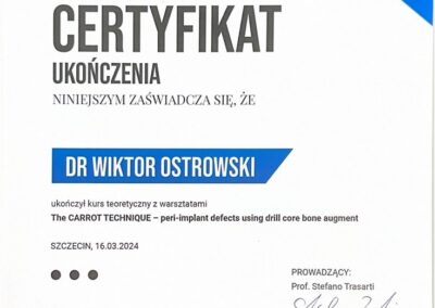 certyfikat dr Wiktor Ostrowski 1