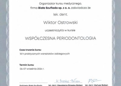 certyfikat dr Wiktor Ostrowski 17
